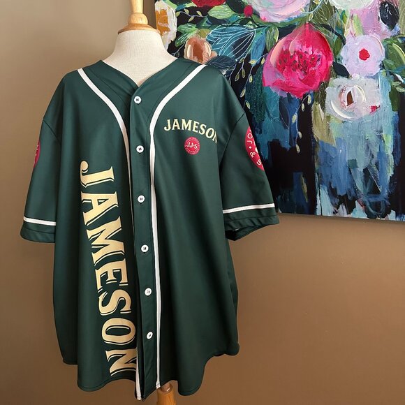 Jameson Irish Whiskey Green Baseball Jersey Shirt Men's Size 2XL - Picture 1 of 10